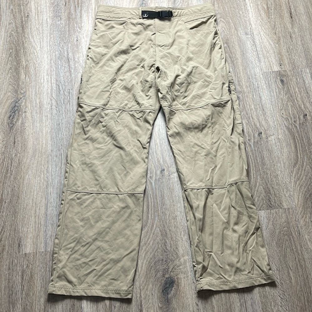 Prana Men's Tan Pants with Built in Buckle Belt Size XL